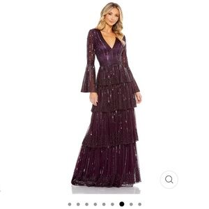 Mac Duggal Purple Long Sleeve Dress
